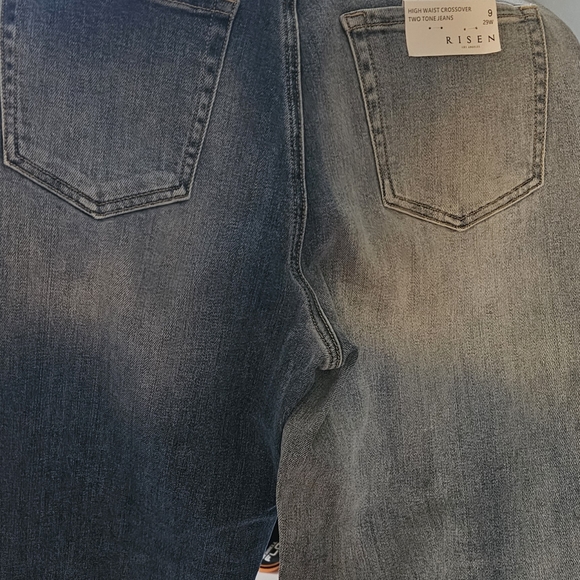 RISEN High-rise Crossover 2-tone Jeans - Picture 11 of 13